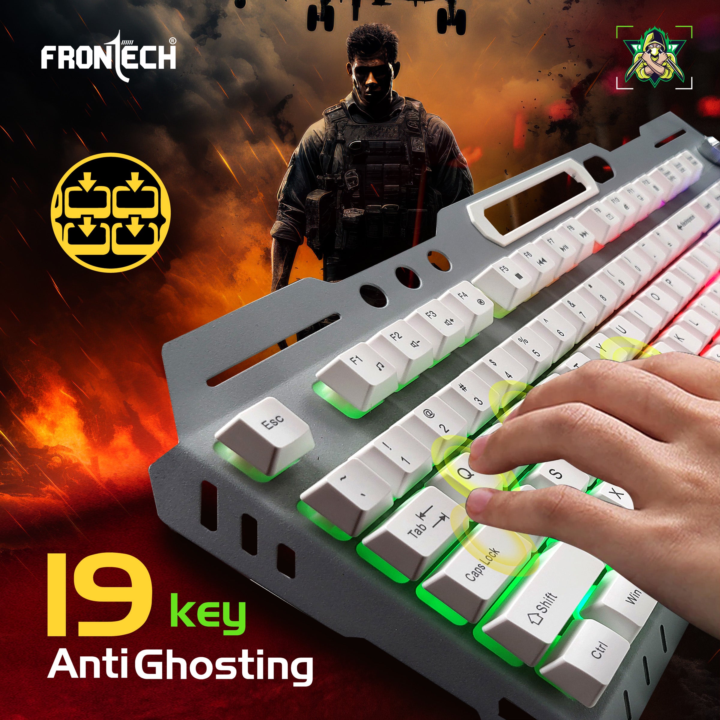 Frontech RGB Gaming Keyboard – Power at Your Fingertips | Game Better, Brighter & Faster | Rainbow Backlight | 19 Anti-Ghosting Keys | Plug & Play | 104-Key Layout (KB-0013P) Frontech RGB Gaming Keyboard – Power at Your Fingertips | Game Better, Brighter & Faster | Rainbow Backlight | 19 Anti-Ghosting Keys | Plug & Play | 104-Key Layout (KB-0013P)